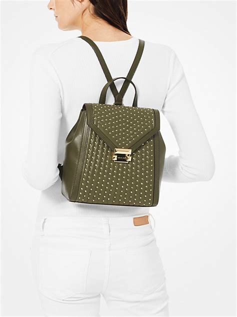 michael kors green whitney medium studded leather backpack|Michael michael kors whitney medium backpack .